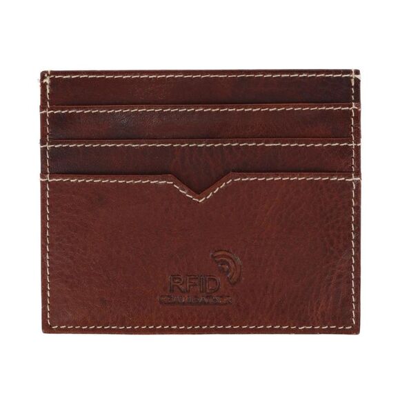 American Bison Men's Oil Pull Up Leather RFID Slim Card Case Wallet - Picture 1 of 3